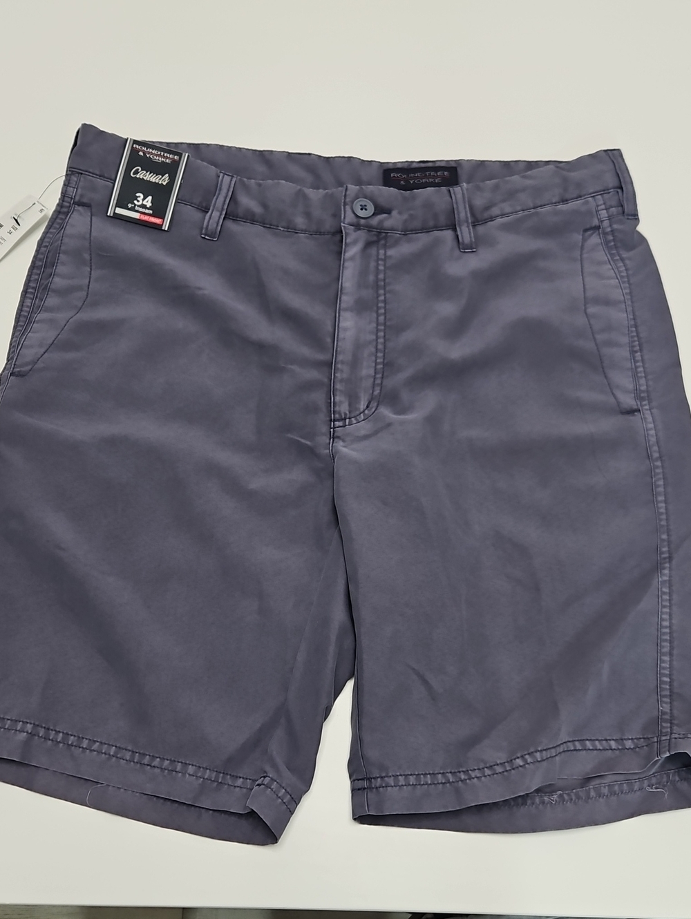Roundtree & Yorke Men's Slate Blue Flat Front Shorts